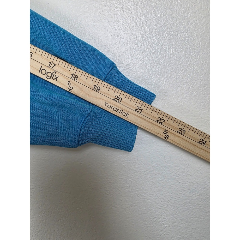 VTG 90s Cheetah Sweatshirt Unisex M Blue White Two Tone Button‎ Crew Neck Collar - Picture 5 of 11